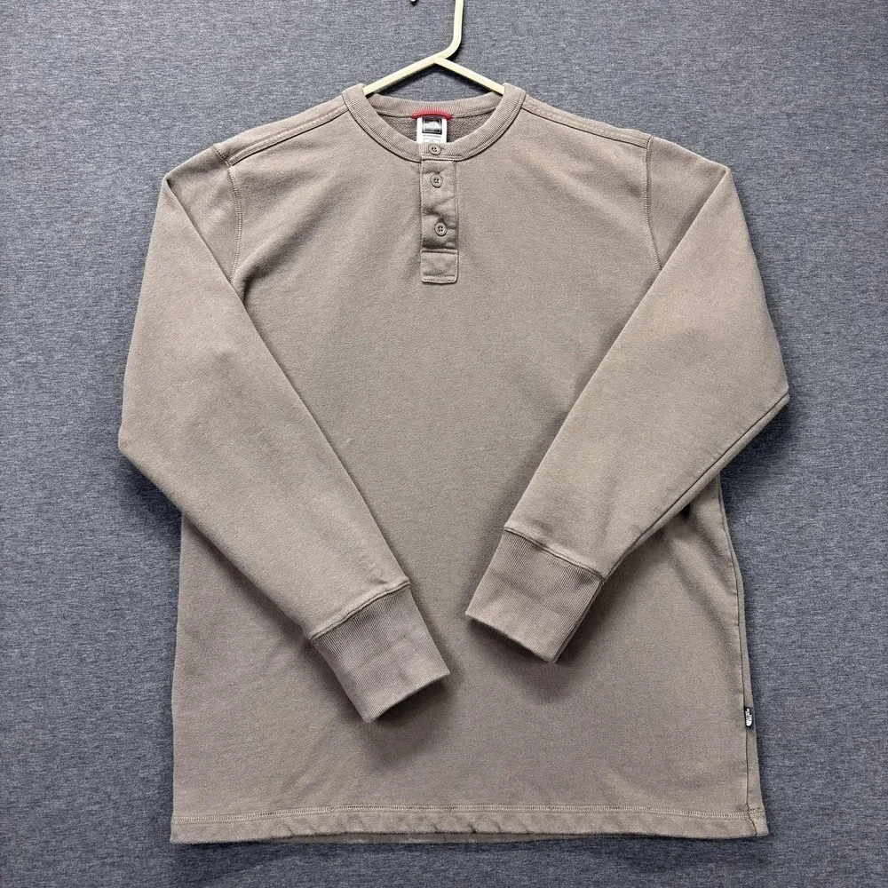 The North Face Sweatshirt Mens Large Brownish Henley Fleece Long Sleeve Pullover